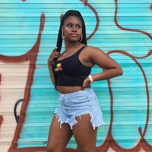 PLT Extreme Thigh Rip Denim Shorts Size 14